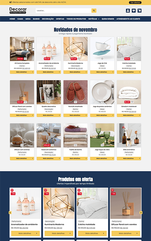 Pagina inicial do site